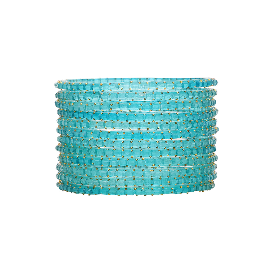 Glass bangles with Running Golden Dotted Work (Raindrop)
