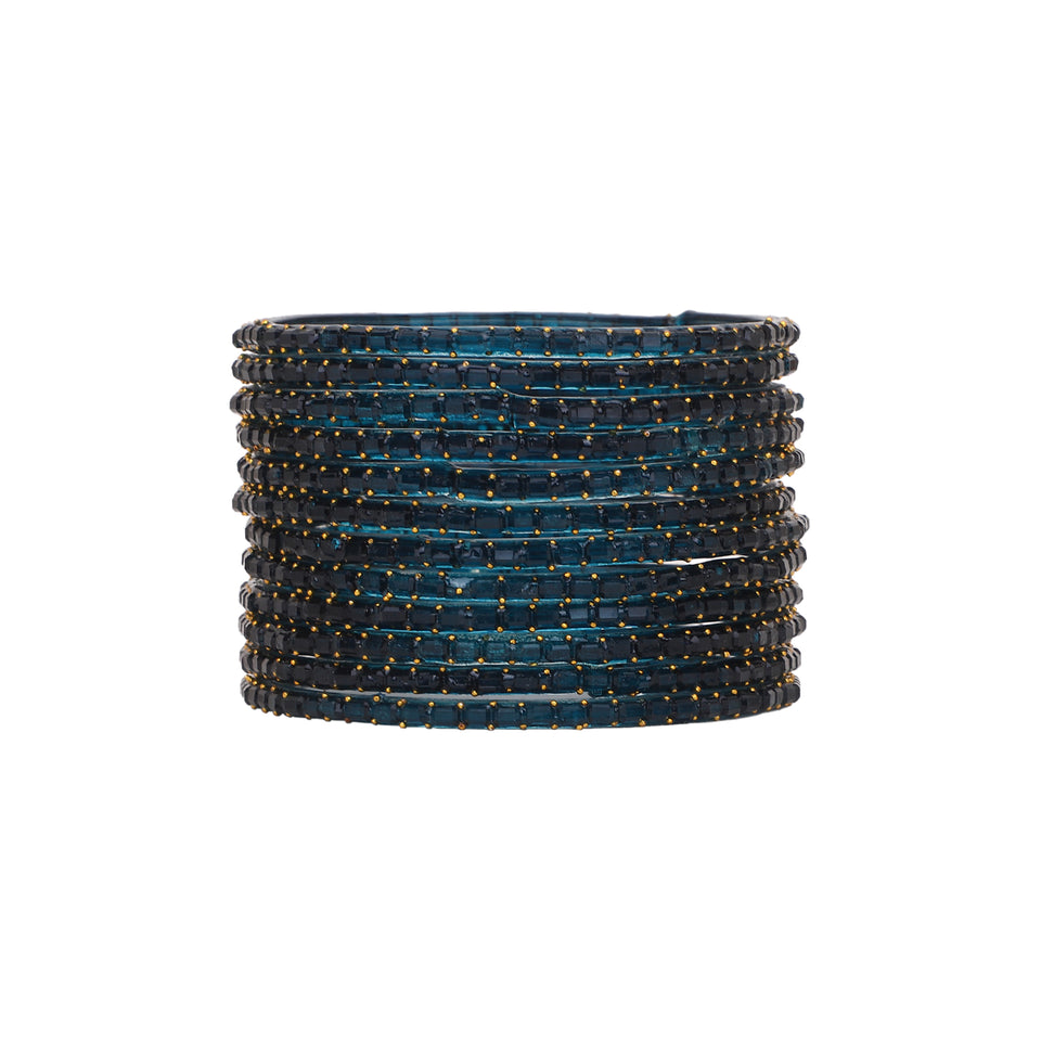 Glass bangles with Running Golden Dotted Work (Raindrop)