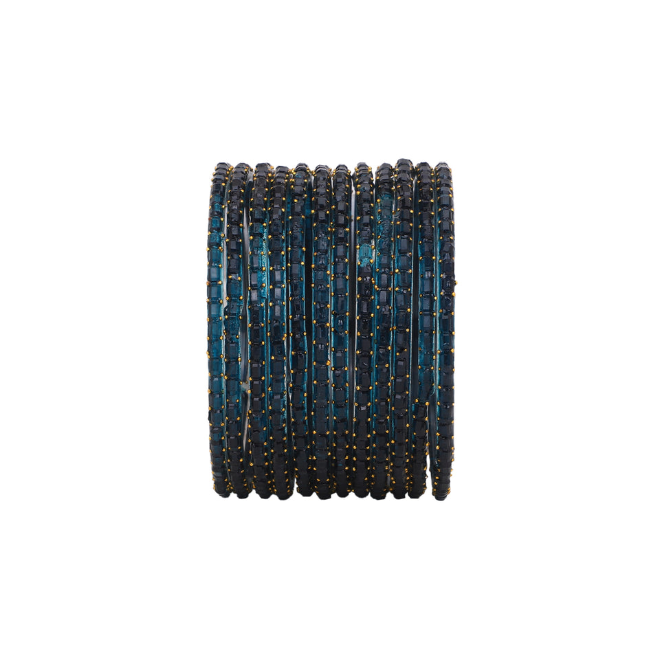 Glass bangles with Running Golden Dotted Work (Raindrop)