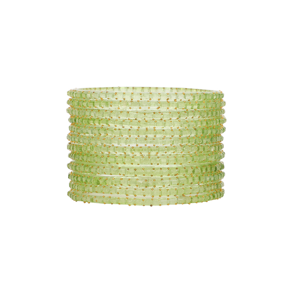 Glass bangles with Running Golden Dotted Work (Raindrop)