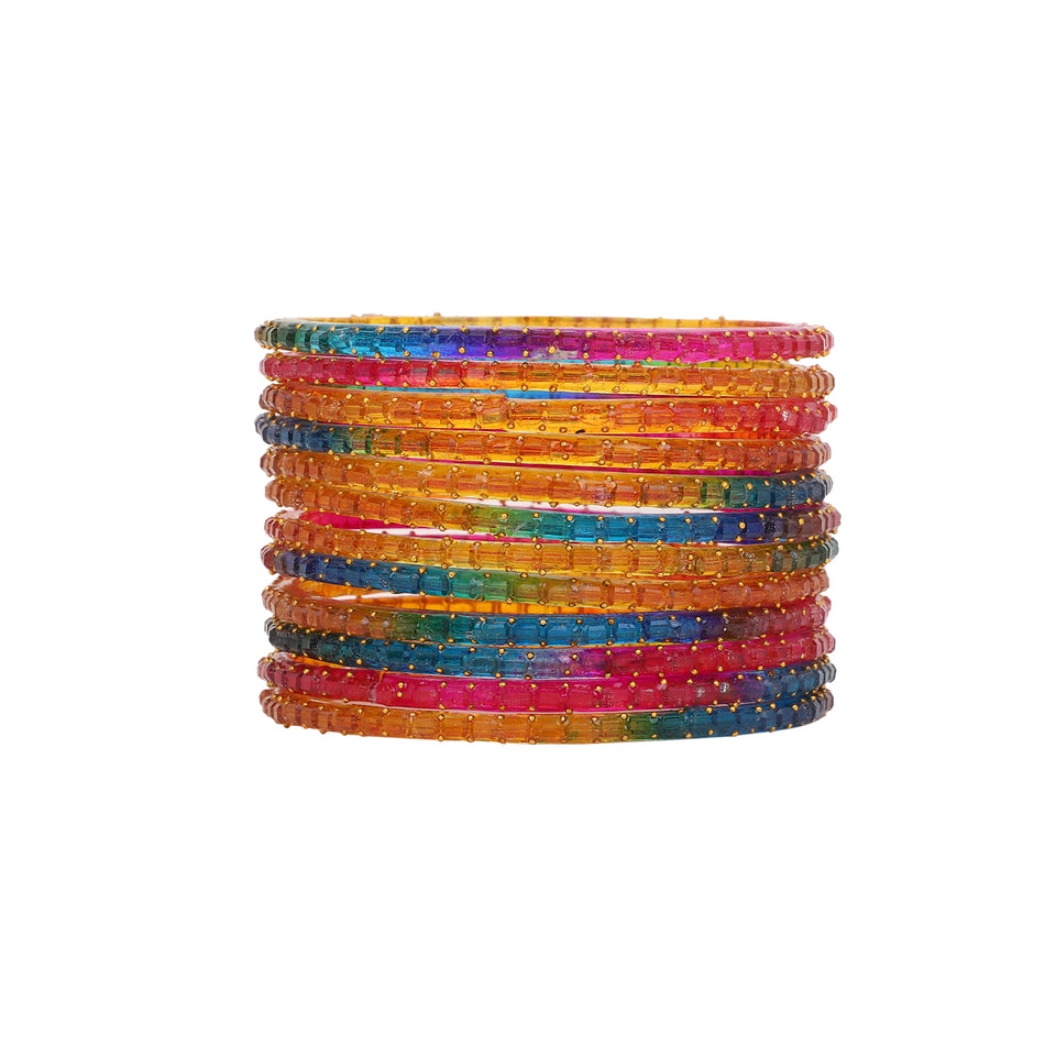 Glass bangles with Running Golden Dotted Work (Raindrop)