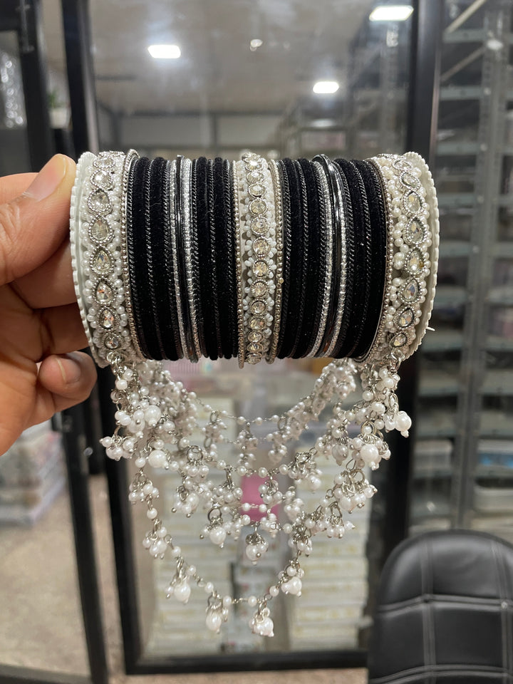 Bridal Jhoola Style Bangle set In Silver Toneby Leshya