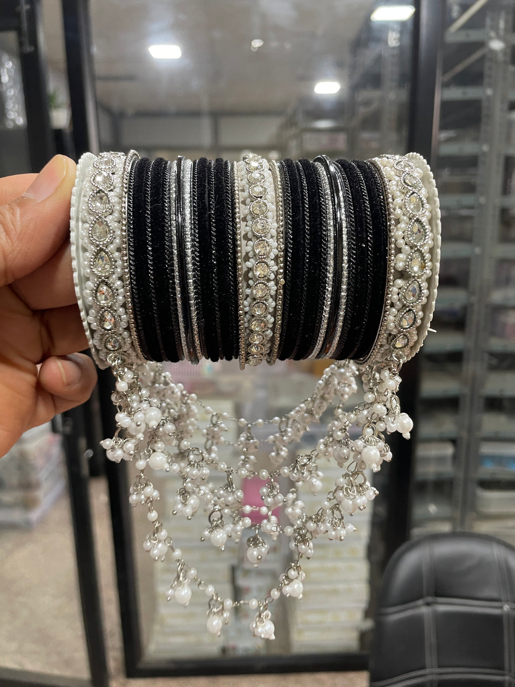 Bridal Jhoola Style Bangle set In Silver Toneby Leshya