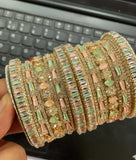 Pink Pista stone bangle set for the Bride