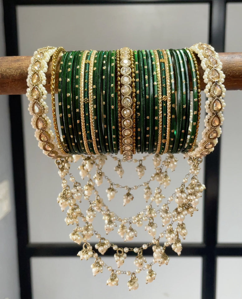 Bridal Jhoola Style Bangle set In Golden Tone by Leshya