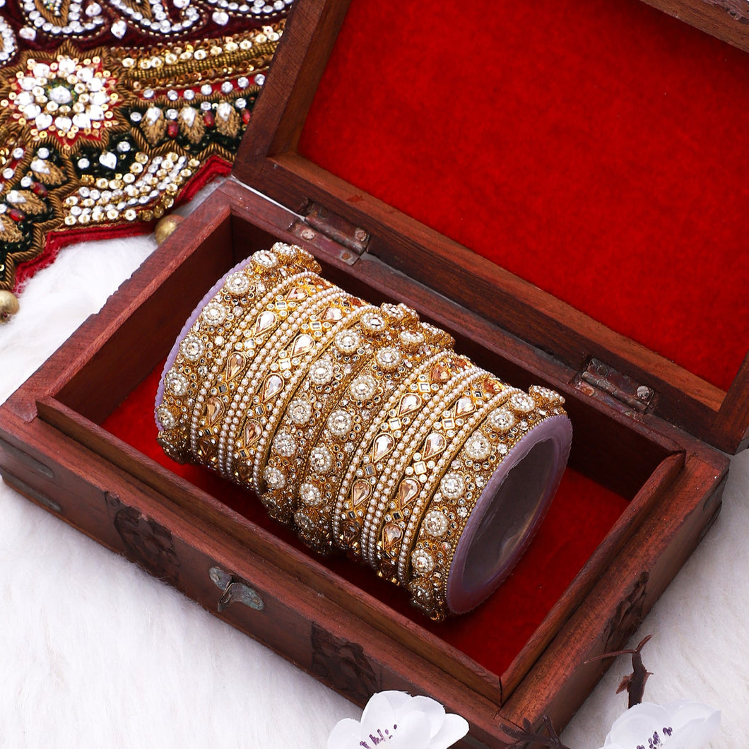 Traditional Rajasthani Bridal Chura with Pacheli Kada by Leshya
