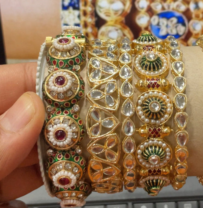 Bridal Kada set with kundan and Meenakari work