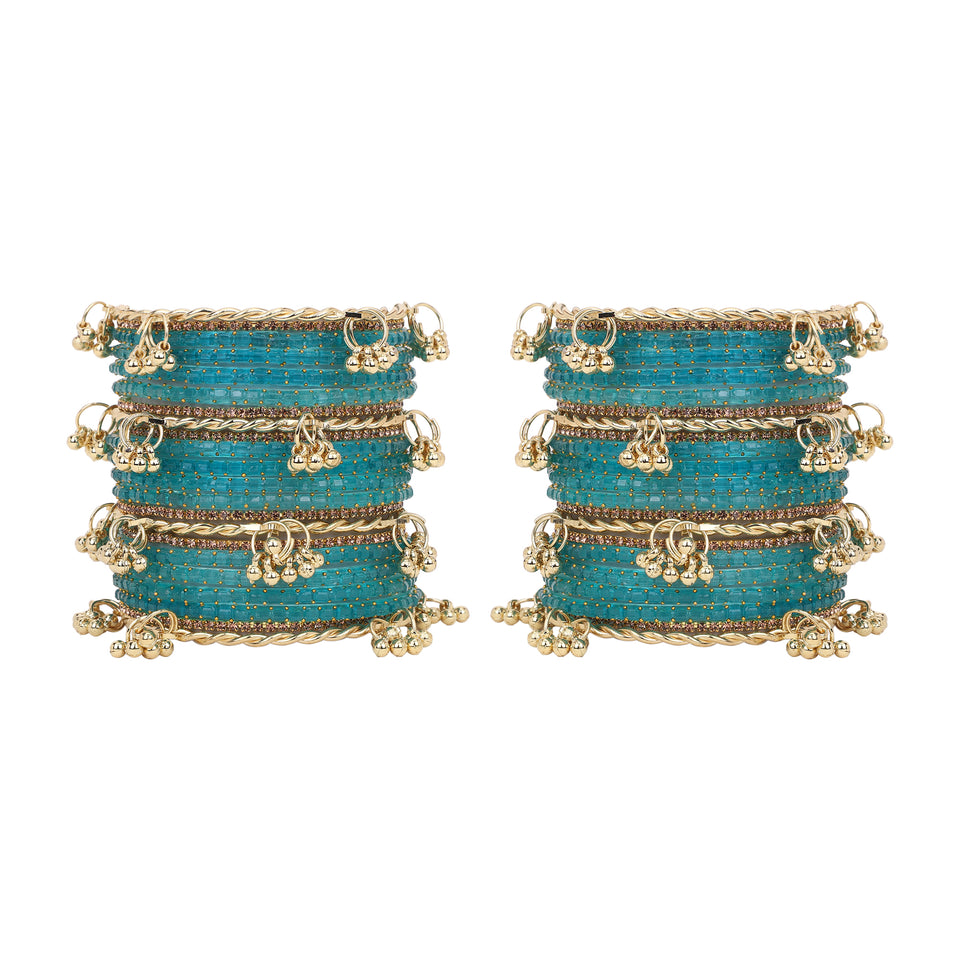 Kashmiri Ghungroo with Glass bangles and stone bangles by Leshya