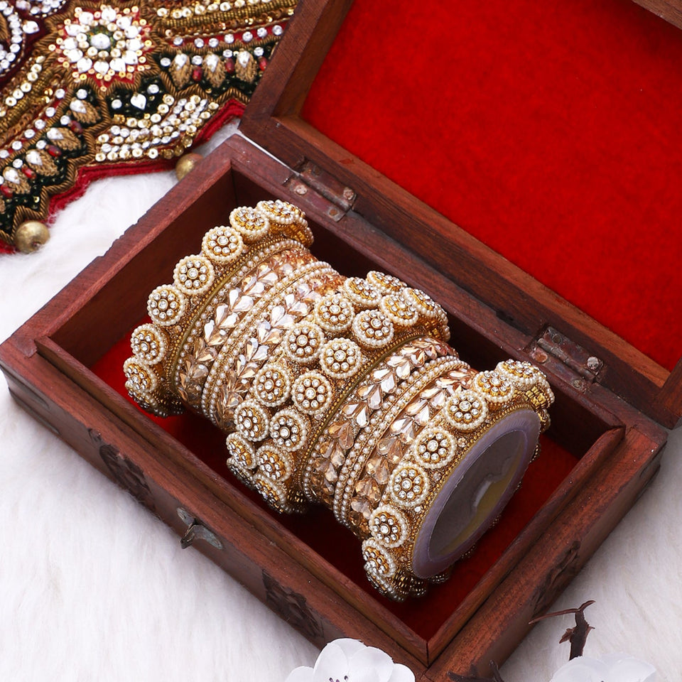 Traditional Rajasthani Bridal Chura with pacheli kada by Leshya