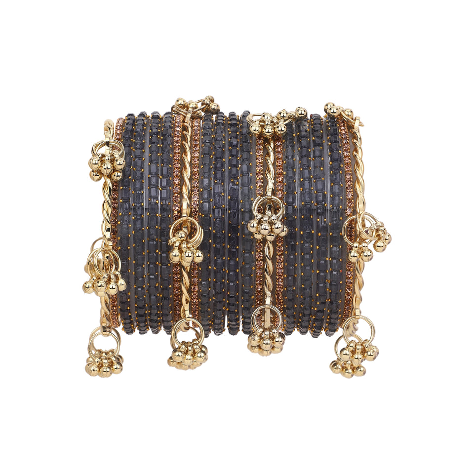 Kashmiri Ghungroo with Glass bangles and stone bangles by Leshya