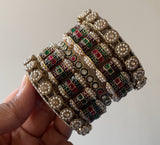 Traditional Gajra kada stone bangle set with Meenakari Work by Leshya