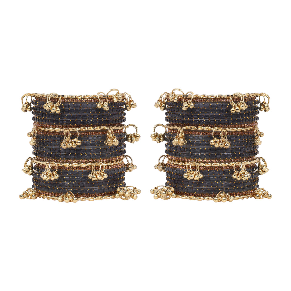 Kashmiri Ghungroo with Glass bangles and stone bangles by Leshya