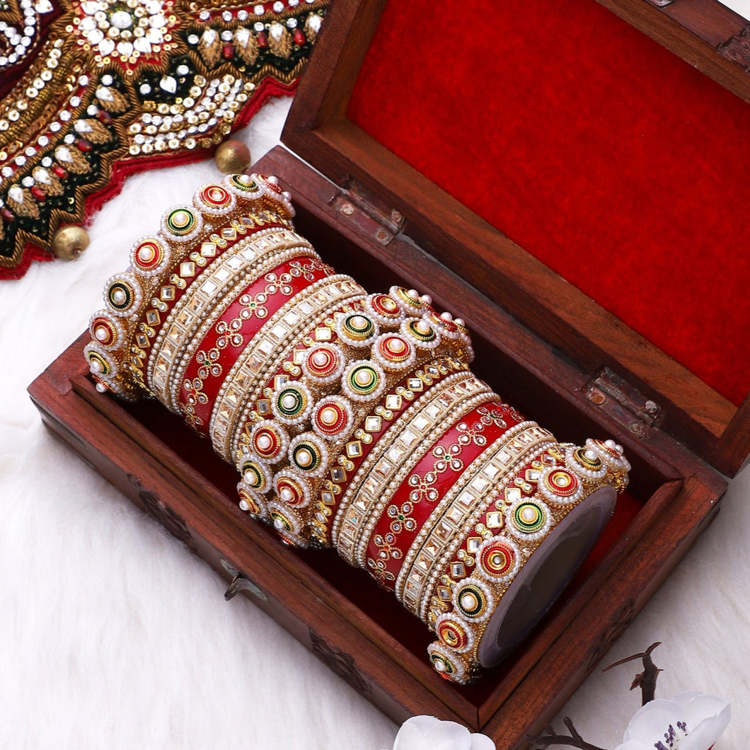 Traditional Rajasthani Bridal Chura with pacheli kada by Leshya