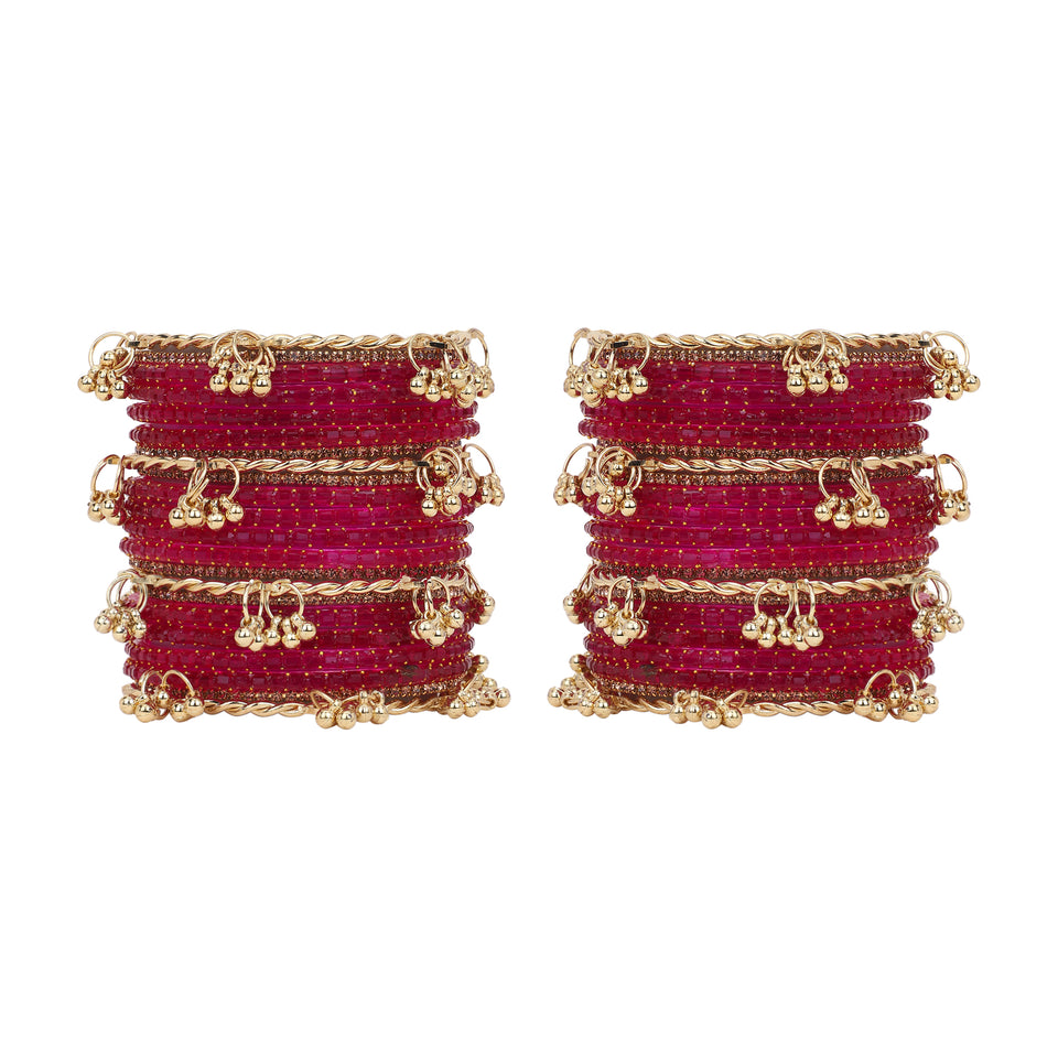 Kashmiri Ghungroo with Glass bangles and stone bangles by Leshya