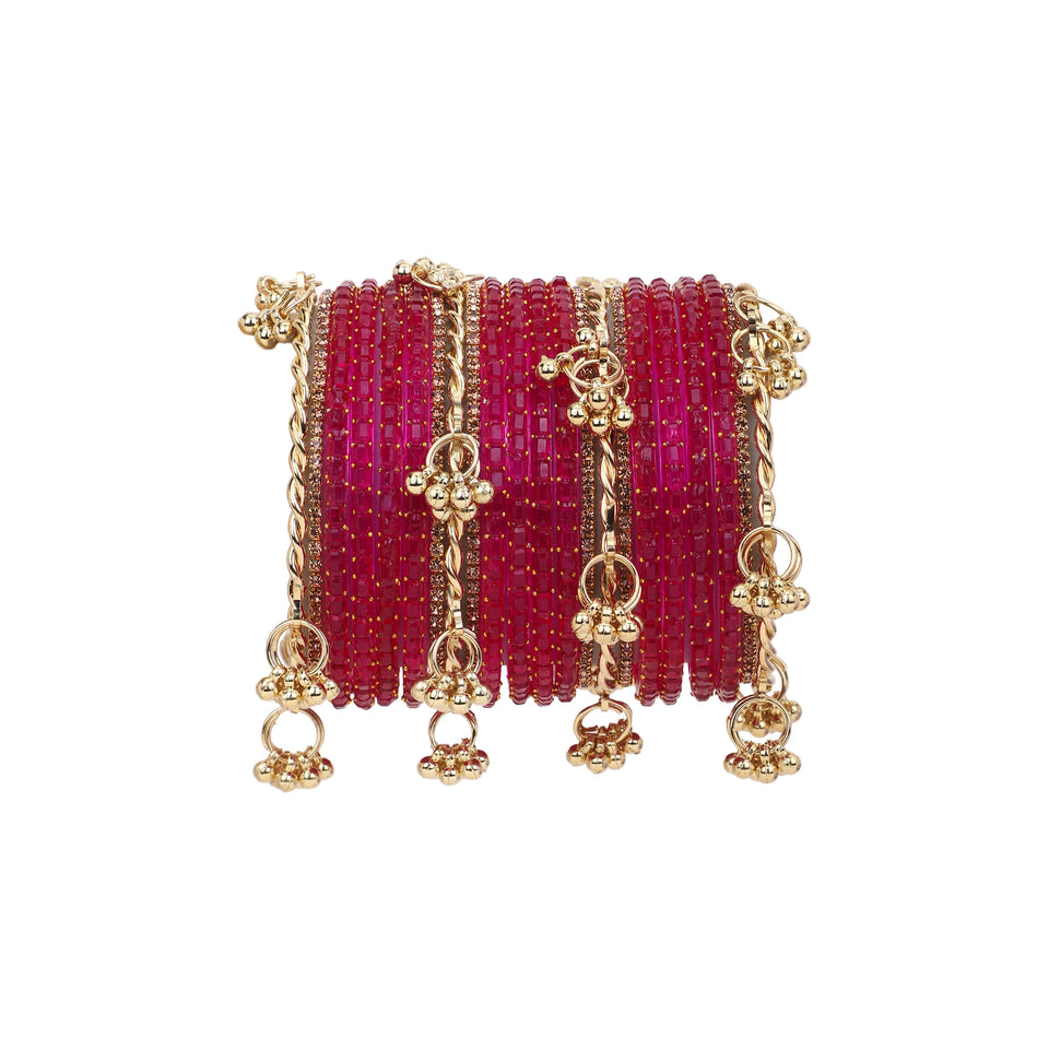 Kashmiri Ghungroo with Glass bangles and stone bangles by Leshya