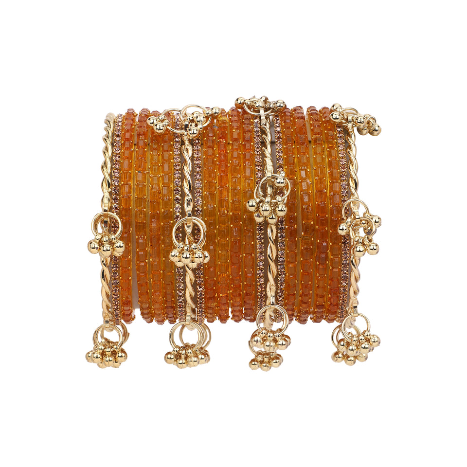 Kashmiri Ghungroo with Glass bangles and stone bangles by Leshya