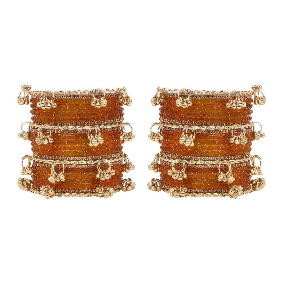 Kashmiri Ghungroo with Glass bangles and stone bangles by Leshya
