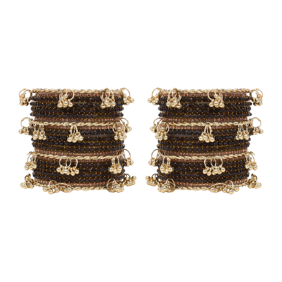 Kashmiri Ghungroo with Glass bangles and stone bangles by Leshya