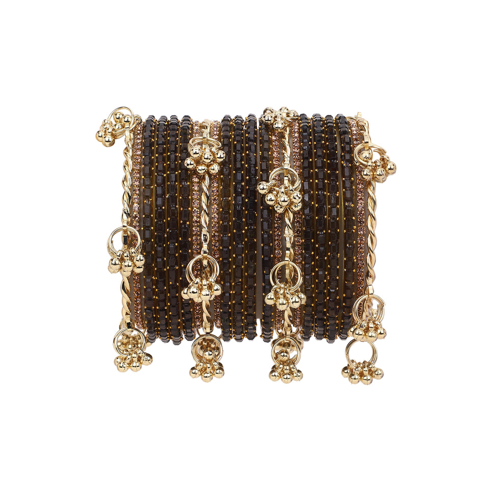 Kashmiri Ghungroo with Glass bangles and stone bangles by Leshya