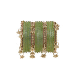 Kashmiri Ghungroo with Glass bangles and stone bangles by Leshya