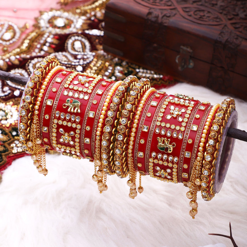 Traditional Rajasthani Bridal Chura with Small Jhumki by Leshya