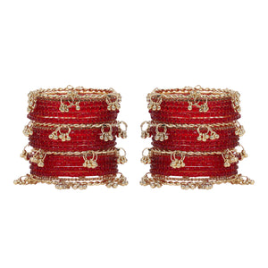 Kashmiri Ghungroo with Glass bangles and stone bangles by Leshya (Karva)