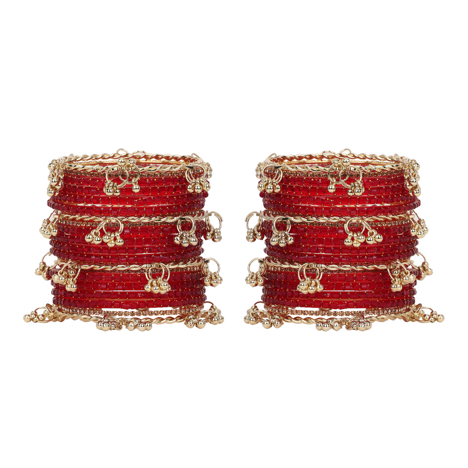 Kashmiri Ghungroo with Glass bangles and stone bangles by Leshya