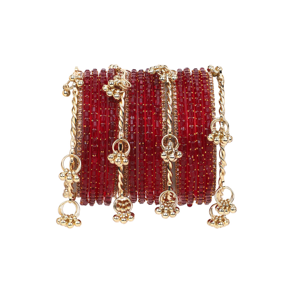 Kashmiri Ghungroo with Glass bangles and stone bangles by Leshya