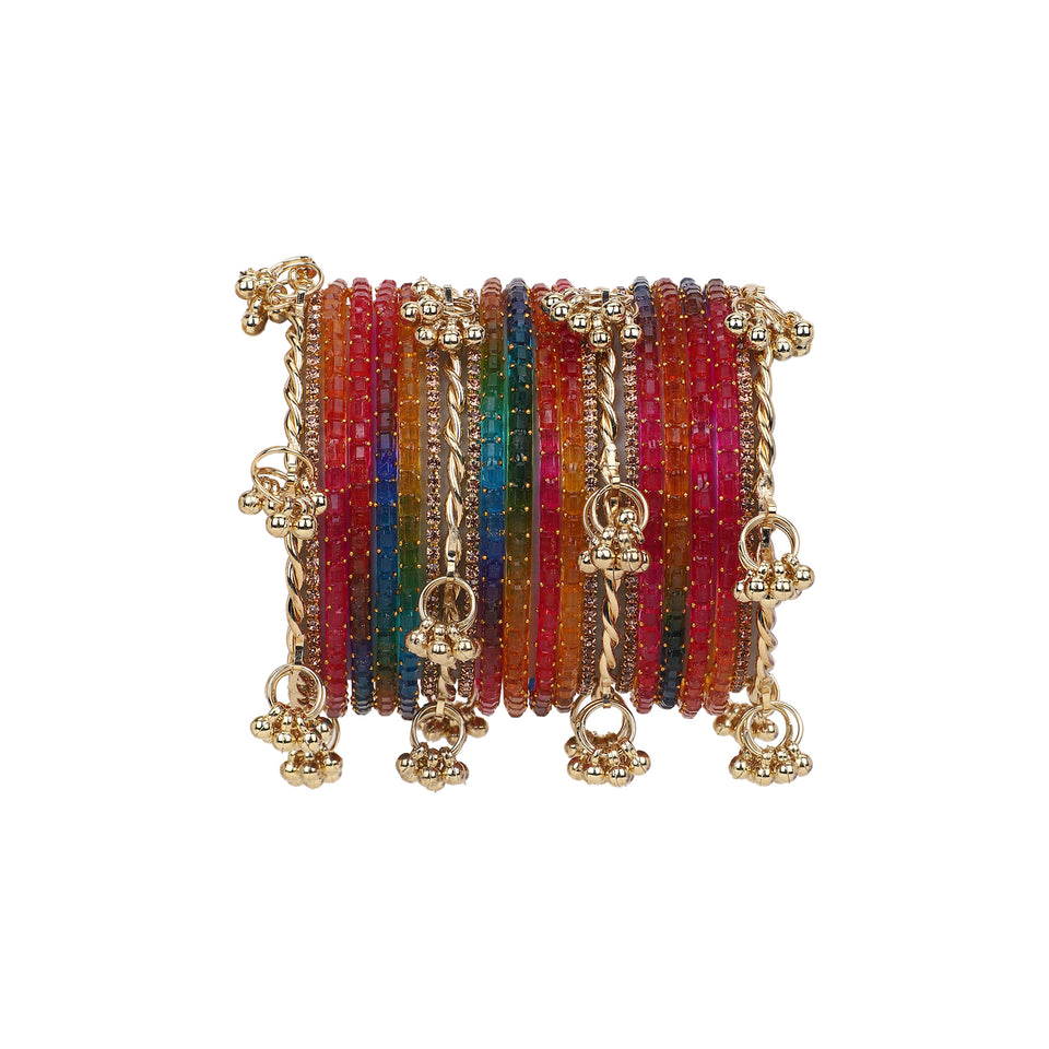 Kashmiri Ghungroo with Glass bangles and stone bangles by Leshya