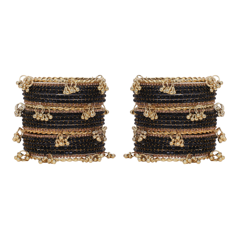 Kashmiri Ghungroo with Glass bangles and stone bangles by Leshya
