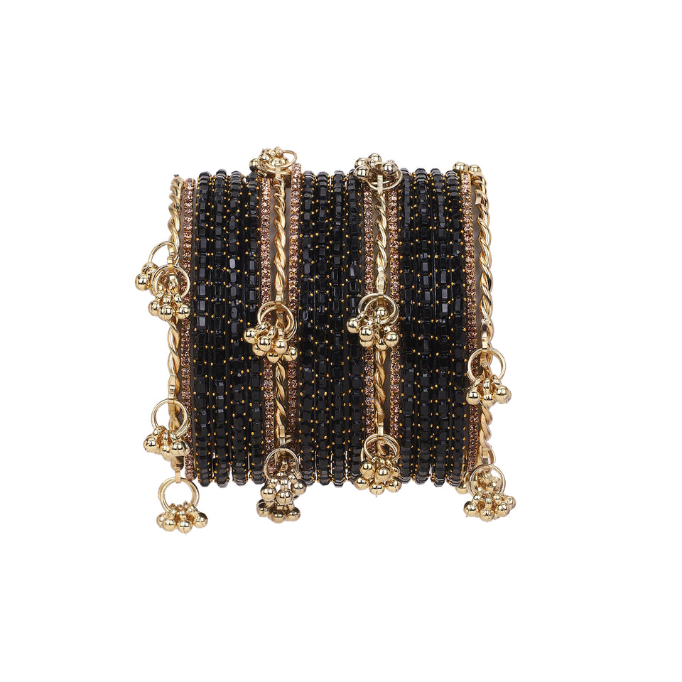 Kashmiri Ghungroo with Glass bangles and stone bangles by Leshya