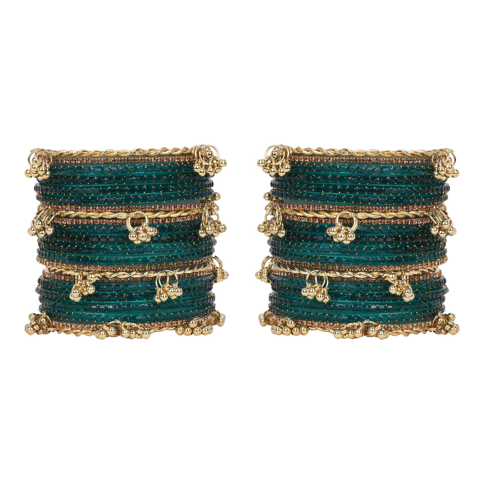 Kashmiri Ghungroo with Glass bangles and stone bangles by Leshya