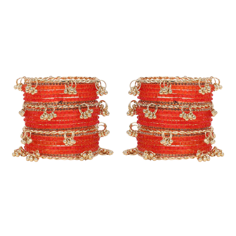 Kashmiri Ghungroo with Glass bangles and stone bangles by Leshya