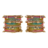 Kashmiri Ghungroo with Glass bangles and stone bangles by Leshya