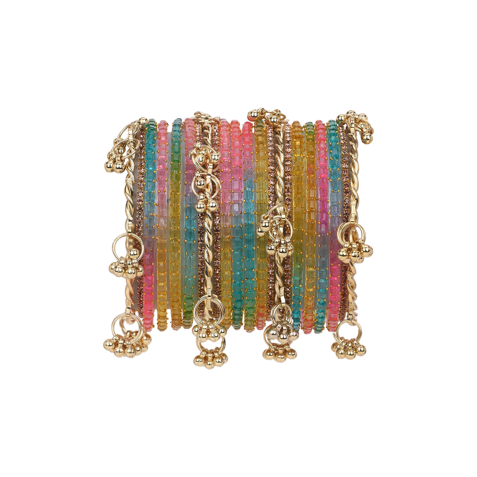 Kashmiri Ghungroo with Glass bangles and stone bangles by Leshya
