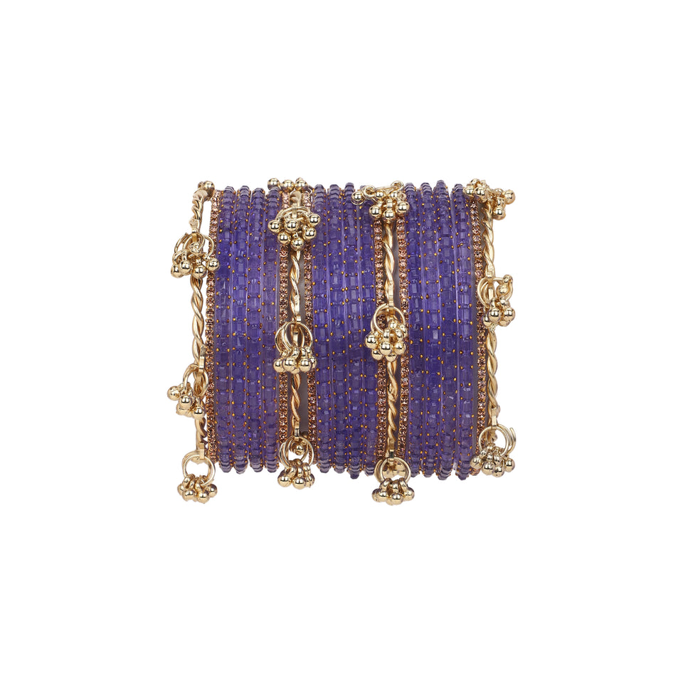 Kashmiri Ghungroo with Glass bangles and stone bangles by Leshya