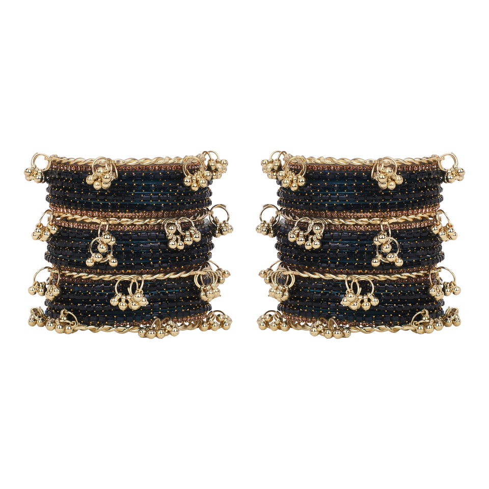 Kashmiri Ghungroo with Glass bangles and stone bangles by Leshya