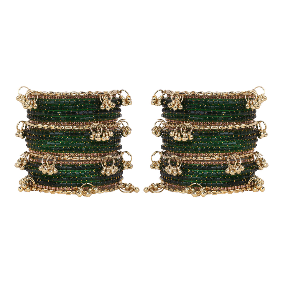 Kashmiri Ghungroo with Glass bangles and stone bangles by Leshya