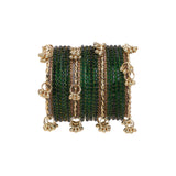 Kashmiri Ghungroo with Glass bangles and stone bangles by Leshya