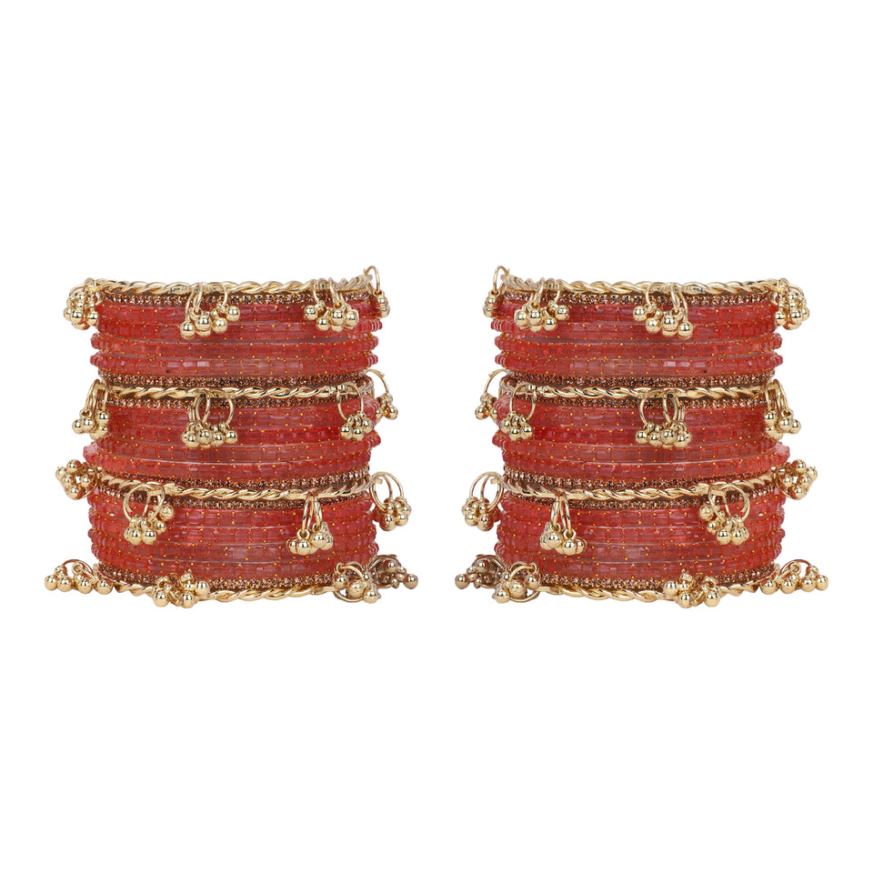 Kashmiri Ghungroo with Glass bangles and stone bangles by Leshya