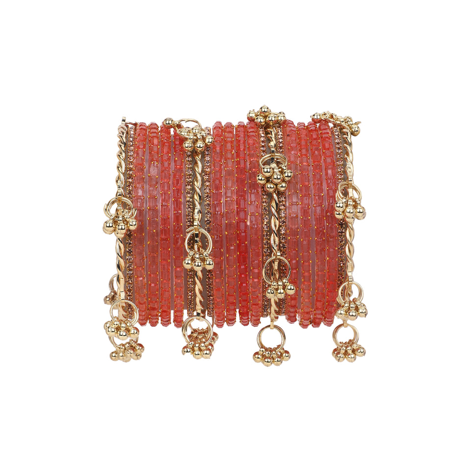 Kashmiri Ghungroo with Glass bangles and stone bangles by Leshya
