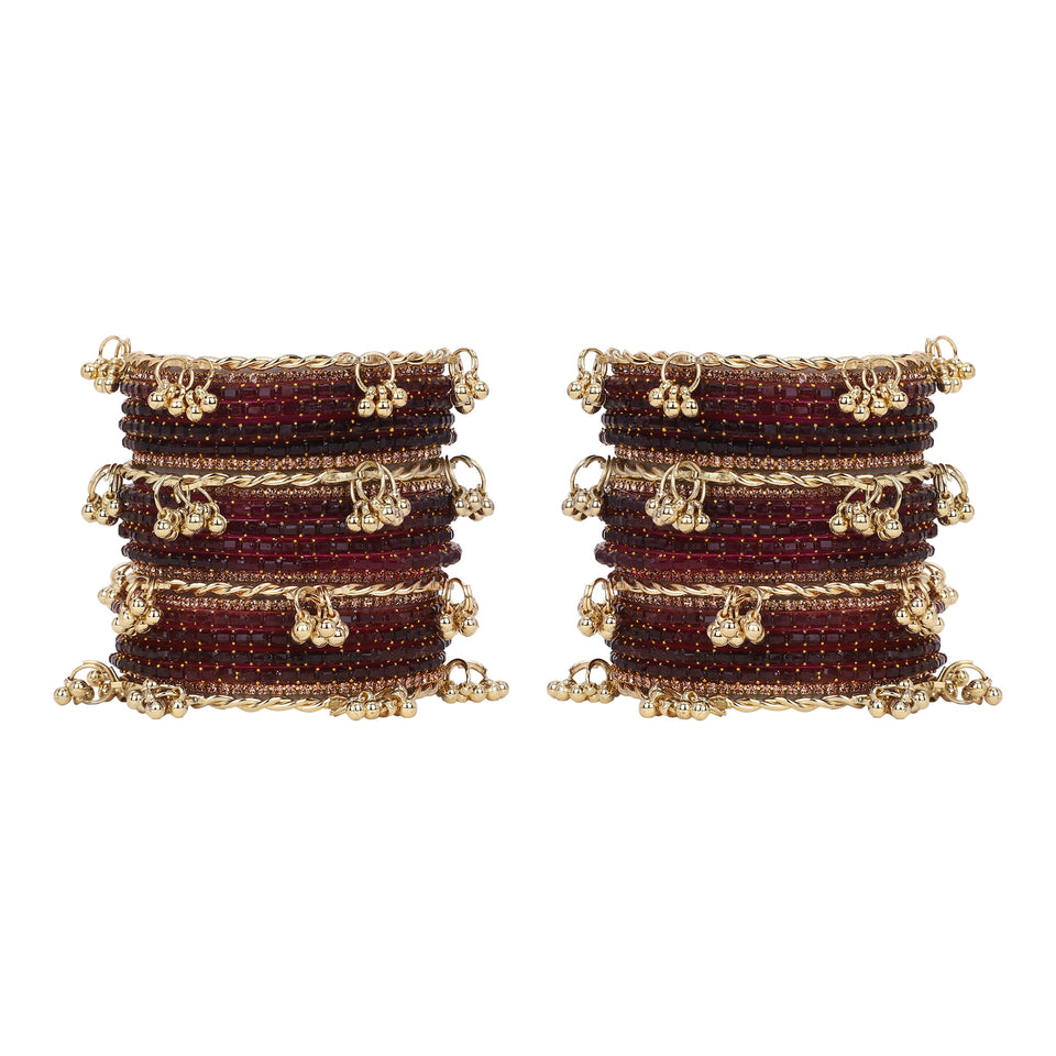 Kashmiri Ghungroo with Glass bangles and stone bangles by Leshya