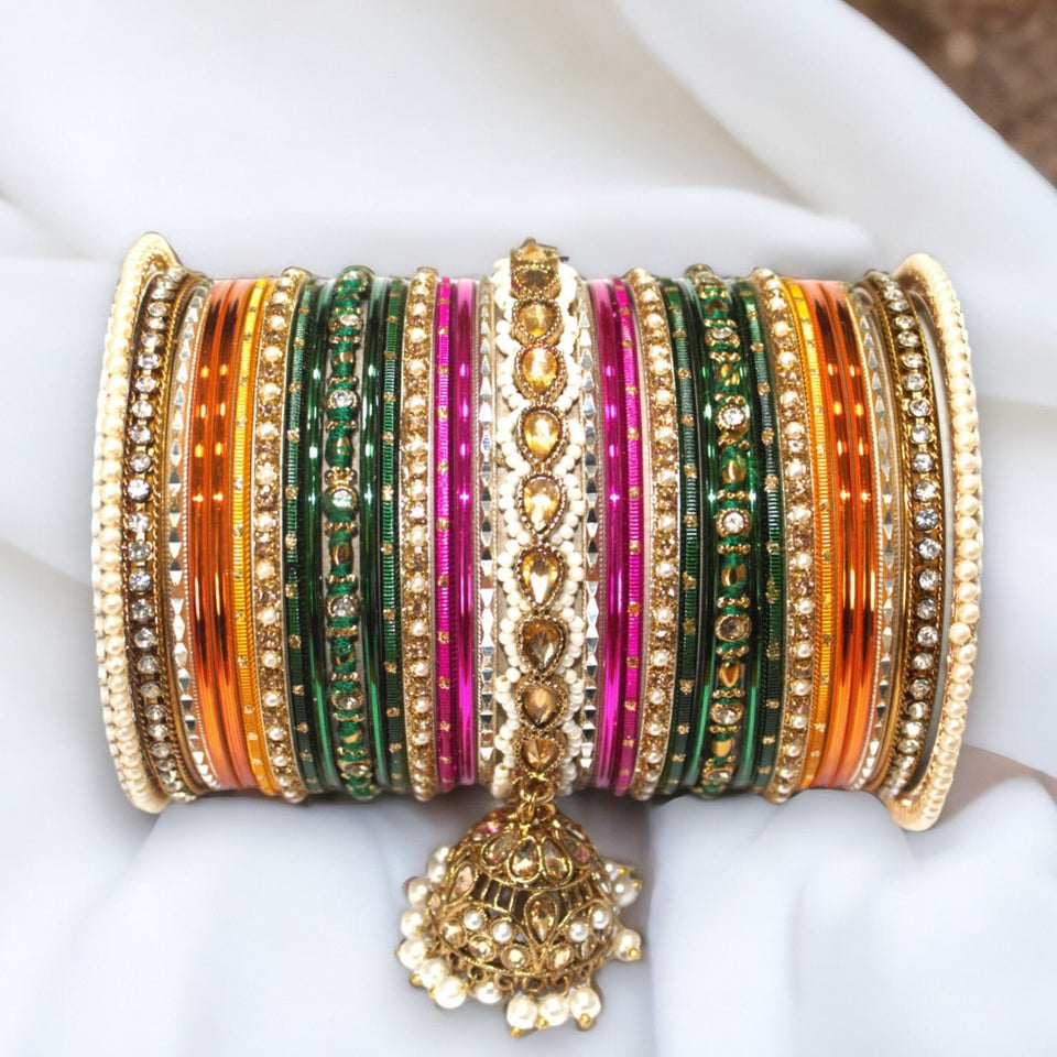 Bridal Jhumki Style Bangle set for two hands by Leshya