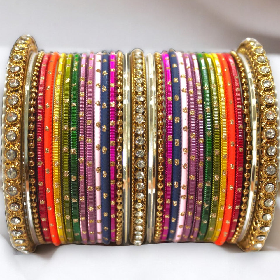 Multicoloured Traditional Style Bangle set for two hands by Leshya