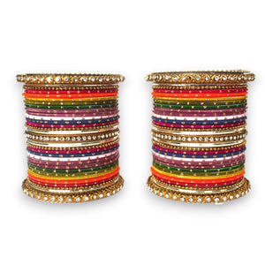 Multicoloured Traditional Style Bangle set for two hands by Leshya