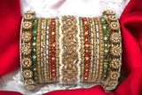 Traditional Red-Green Style Bangle set for two hands by Leshya