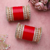 Bridal Chura with Rich Colours and Stone Pacheli Kada
