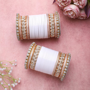 Bridal Chura with Rich Colours and Stone Pacheli Kada