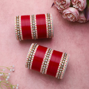 Traditional Bridal Chura with Stone Kada by Leshya