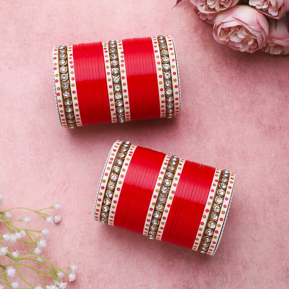 Traditional Bridal Chura with Stone Kada by Leshya